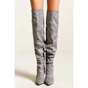 Thigh High Plaid Forever21 Heeled Boots size 6